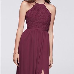 Open Back Lace and Mesh Bridesmaid Dress